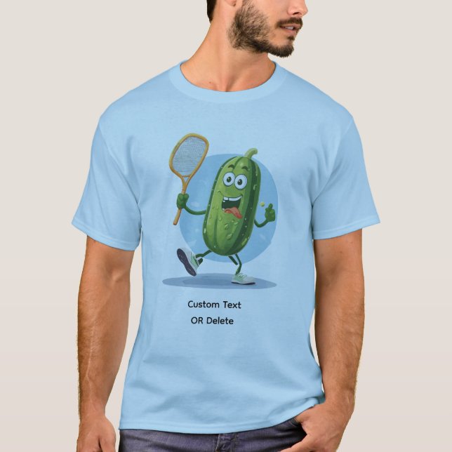 Funny Pickle Playing Pickleball Custom Text T-Shirt (Vorderseite)