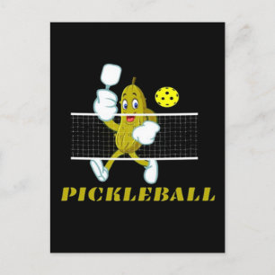 Funny Pickle Playing Pickleball Feiertagspostkarte