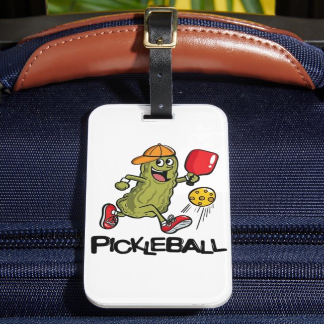 Funny Pickle Playing Pickleball Gepäckanhänger (Vorderseite Insitu 2)