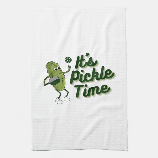 Funny Pickle Playing Pickleball Geschirrtuch (Vertikal)