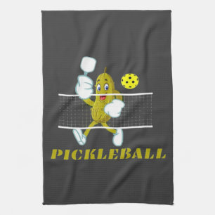 Funny Pickle Playing Pickleball Geschirrtuch