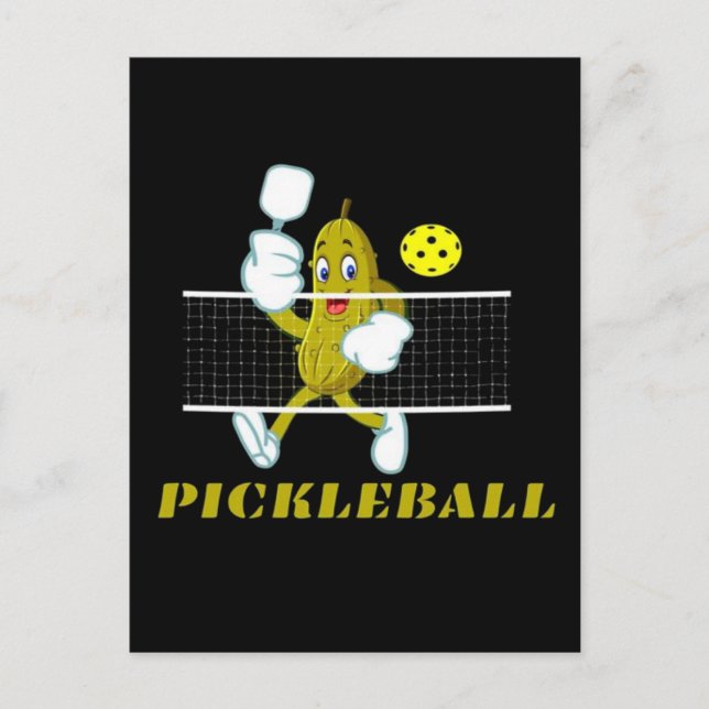 Funny Pickle Playing Pickleball Postkarte (Vorderseite)