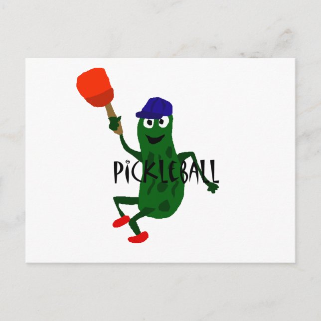 Funny Pickle Playing Pickleball Postkarte (Vorderseite)