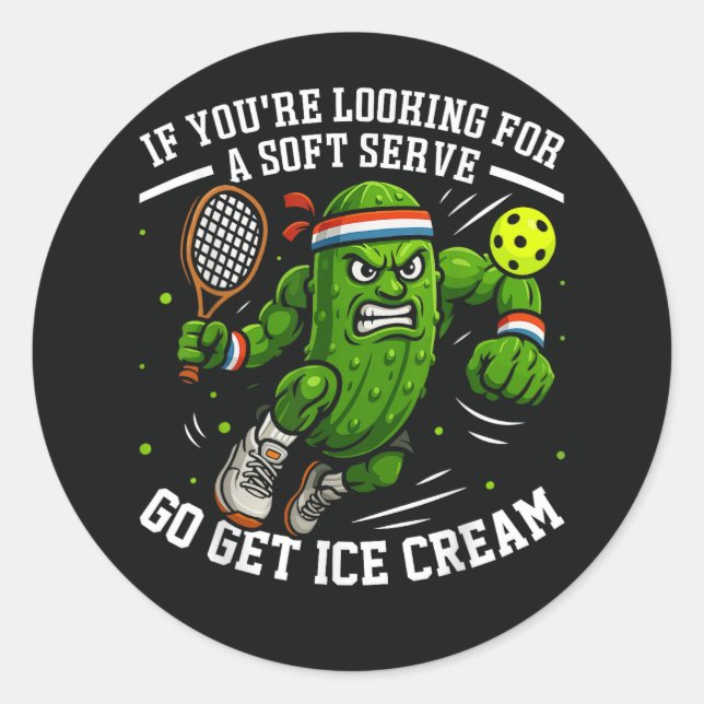 Funny Pickle Playing Pickleball Runder Aufkleber (Vorderseite)