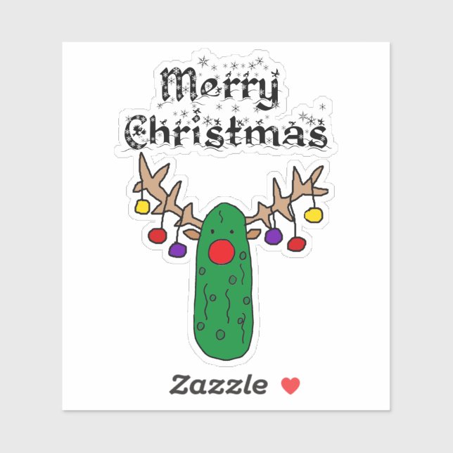 Funny Pickle Reindeer Frohe Weihnachten Kunst Aufkleber (Blatt)