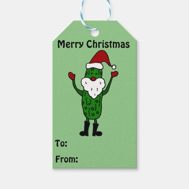 Funny Pickle Santa Claus Gift Tags Geschenkanhänger (Vorderseite)