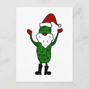 Funny Pickle Santa Claus Weihnachtsdesign Feiertagspostkarte
