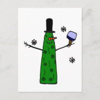 Funny Pickle Snowman Holding Pickleball Paddle