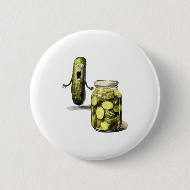Funny Pickle Überraschung eine Gurke und ein Glas  Button (Vorderseite)