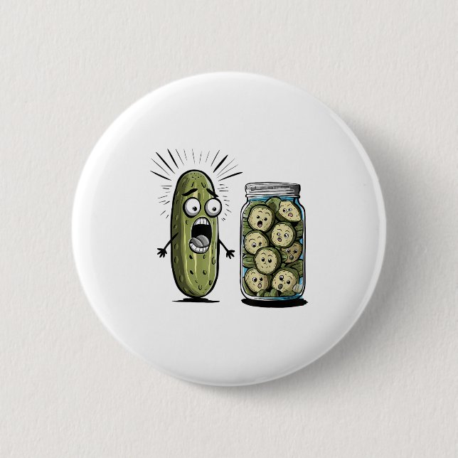 Funny Pickle Überraschung eine Gurke und ein Glas  Button (Vorderseite)