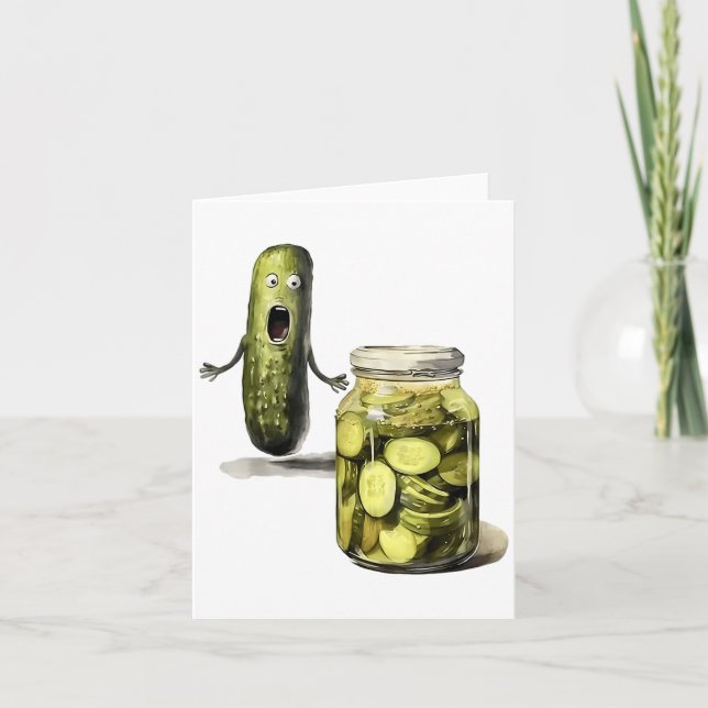 Funny Pickle Überraschung eine Gurke und ein Glas  Karte (Vorderseite)