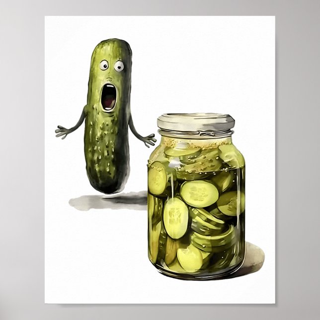 Funny Pickle Überraschung eine Gurke und ein Glas  Poster (Vorne)