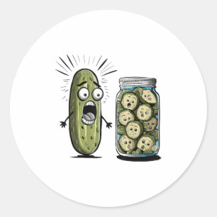 Funny Pickle Überraschung eine Gurke und ein Glas Runder Aufkleber