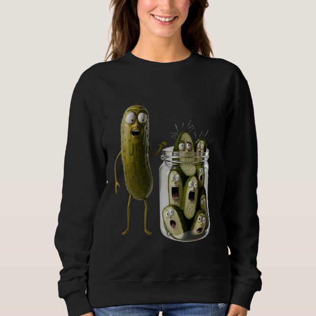 Funny Pickle Überraschung eine Gurke und ein Glas  Sweatshirt (Vorderseite)