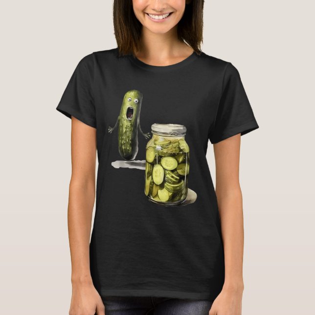 Funny Pickle Überraschung eine Gurke und ein Glas  T-Shirt (Vorderseite)