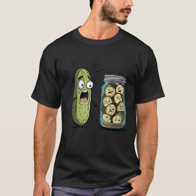 Funny Pickle Überraschung eine Gurke und ein Glas  T-Shirt (Vorderseite)