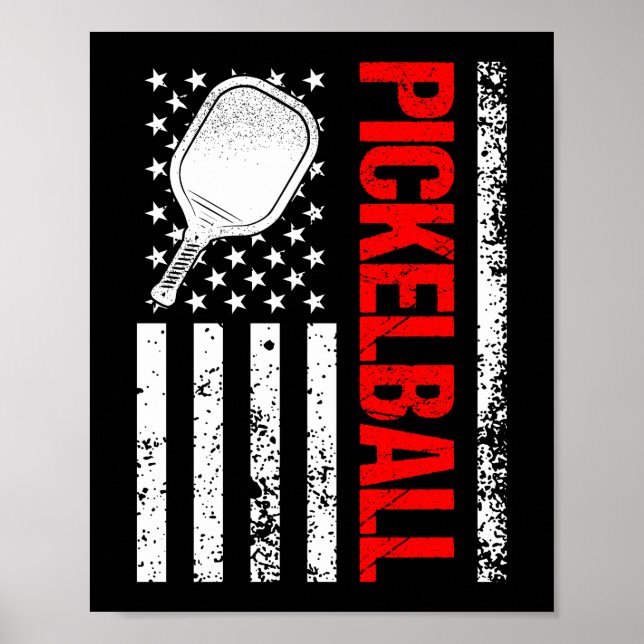 Funny Pickleball American Flag American Flag Poster (Vorne)