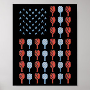 Funny Pickleball Amerikanische Flagge USA Männer F Poster