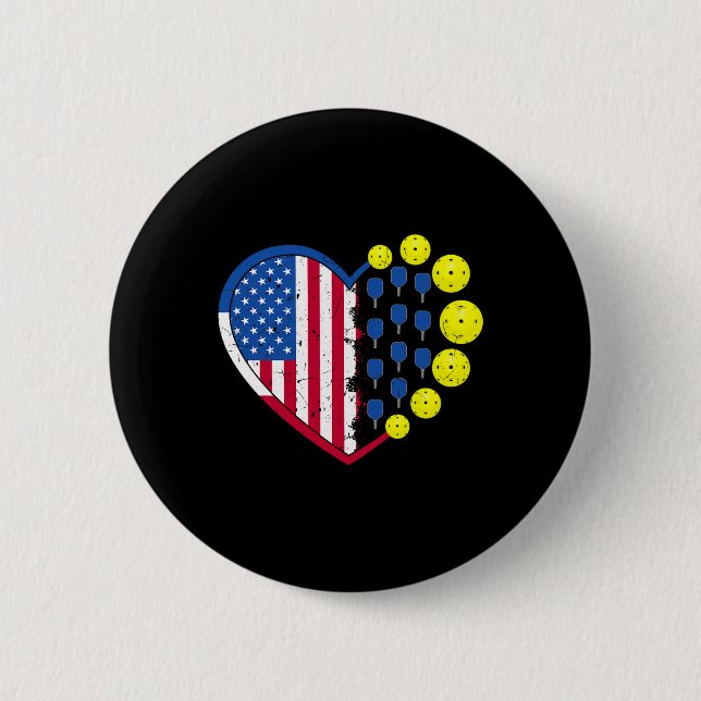 Funny Pickleball Ball mit amerikanischer Flagge He Button (Vorderseite)
