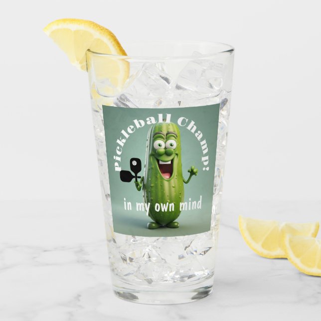 Funny Pickleball Champ Glass Tumbler (Vorderseite Ice)