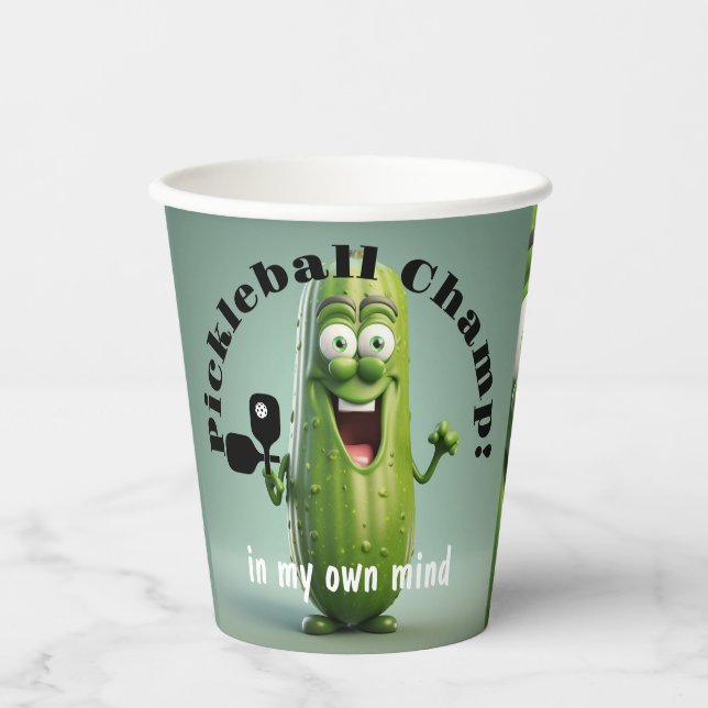 Funny Pickleball Champ Papier Cup Pappbecher (Vorderseite)