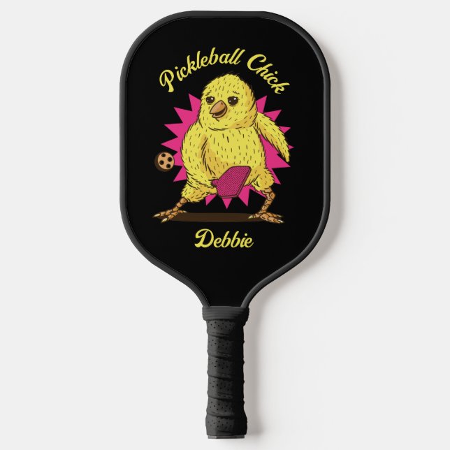 Funny Pickleball Chick Custom mit Name Schläger (Vorderseite)