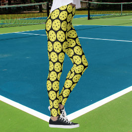 Funny Pickleball Gelber Ball und Schwarzer Sport Leggings