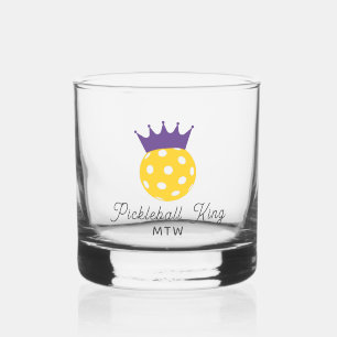 Funny Pickleball King Personalisiert Monogram Whiskyglas