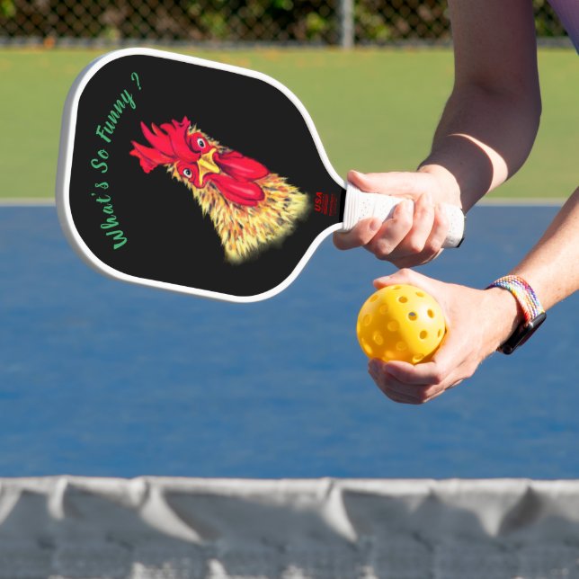 Funny Pickleball Paddle mit Rooster - Benutzerdefi (InSitu)