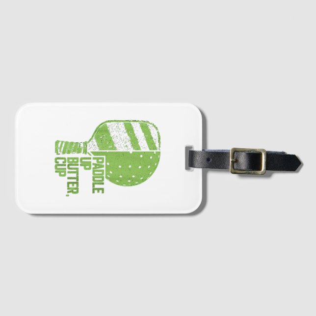 Funny Pickleball Paddle Up Butter Cup Gepäckanhänger (Vorderseite (Horizontal))