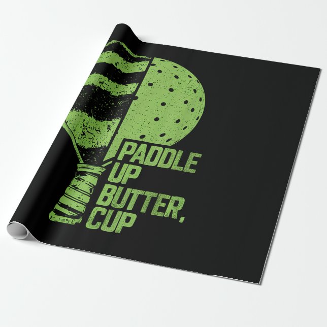 Funny Pickleball Paddle Up Butter Cup Geschenkpapier (Ungerollt)
