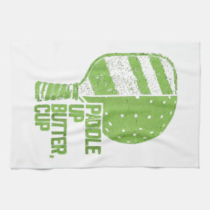 Funny Pickleball Paddle Up Butter Cup Geschirrtuch