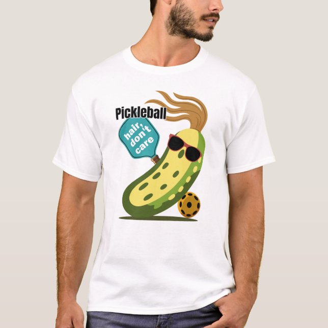 Funny Pickleball | Pickleball Hair Don’t Care T-Shirt (Vorderseite)