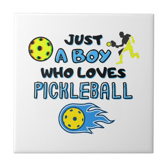 Funny Pickleball Player Nur ein Junge, der Lieben  Fliese (Vorderseite)