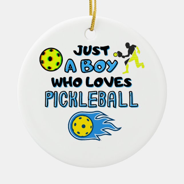 Funny Pickleball Player Nur ein Junge, der Lieben  Keramik Ornament (Vorne)