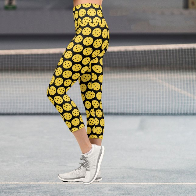 Funny Pickleball Player Pickleball Pattern Schwarz Capri Leggings (Von Creator hochgeladen)