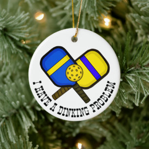 Funny Pickleball Puff Weihnachten Keramik Ornament