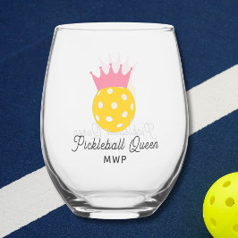 Funny Pickleball Queen Personalisiert Monogram Weinglas Ohne Stiel