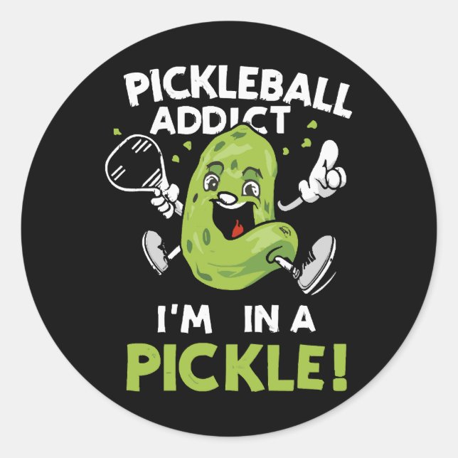 Funny-Pickleball Runder Aufkleber (Vorderseite)