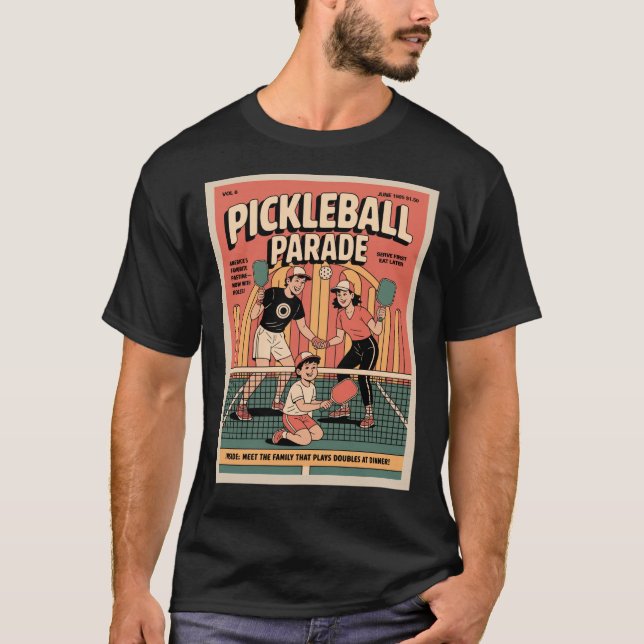 Funny Pickleball Serve First Eat Later Poster T-Shirt (Vorderseite)