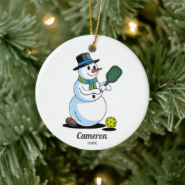 Funny Pickleball Snowman, Custom Foto & Text hinzu Keramik Ornament