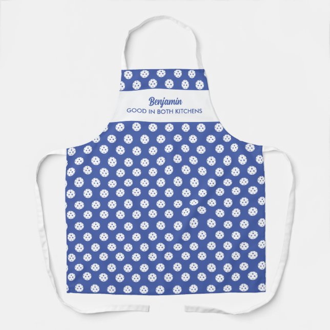 Funny Pickleball Spaß Personalisiert Text Blau Schürze (Vorderseite)