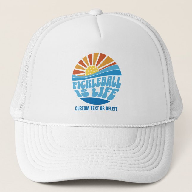 Funny Pickleball Sun, Cool Retro Personalisiert Truckerkappe (Vorderseite)