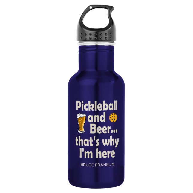 Funny Pickleball und Bier deshalb bin ich hier Edelstahlflasche (Vorderseite)