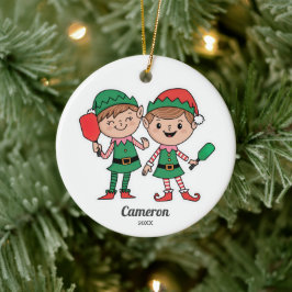 Funny Pickleball Weihnachtselfen, Foto-Text hinzuf Keramik Ornament