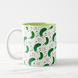 Funny Pickles Gherkins und Zwiebelmuster Zweifarbige Tasse