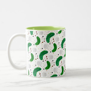 Funny Pickles Gherkins und Zwiebelmuster Zweifarbige Tasse