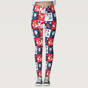 Funny Picklleball Pattern - Rot-Weiß-Blau Leggings