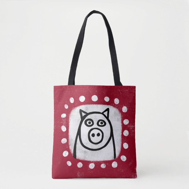 Funny Pig auf Red Tot Bag (Vorderseite)