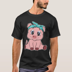 Funny Pig Bandana Niedlich Little Piggy Liebhaber  T-Shirt